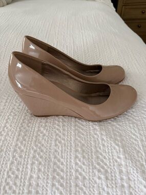 Chinese Laundry Nude Patent Wedge Pumps